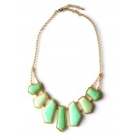 Mint Geo Faceted Gemstone Gold Tone Statement Necklace